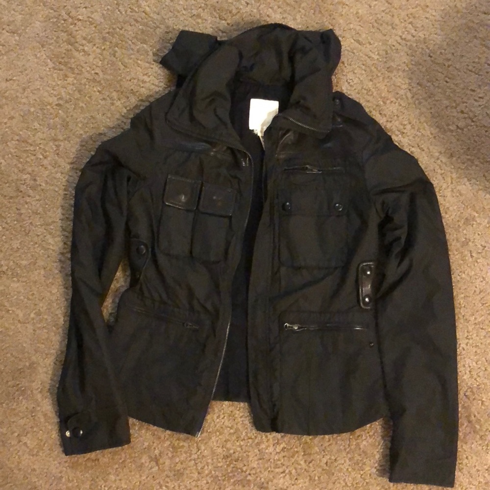 Diesel black leather/military jacket